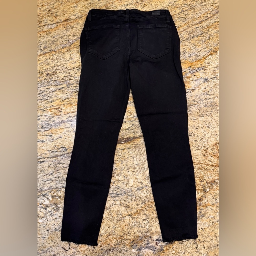 Paige Verdugo Distressed Crop Jeans Womens Size 29 Black Denim Pockets Fray Hem - Picture 3 of 14